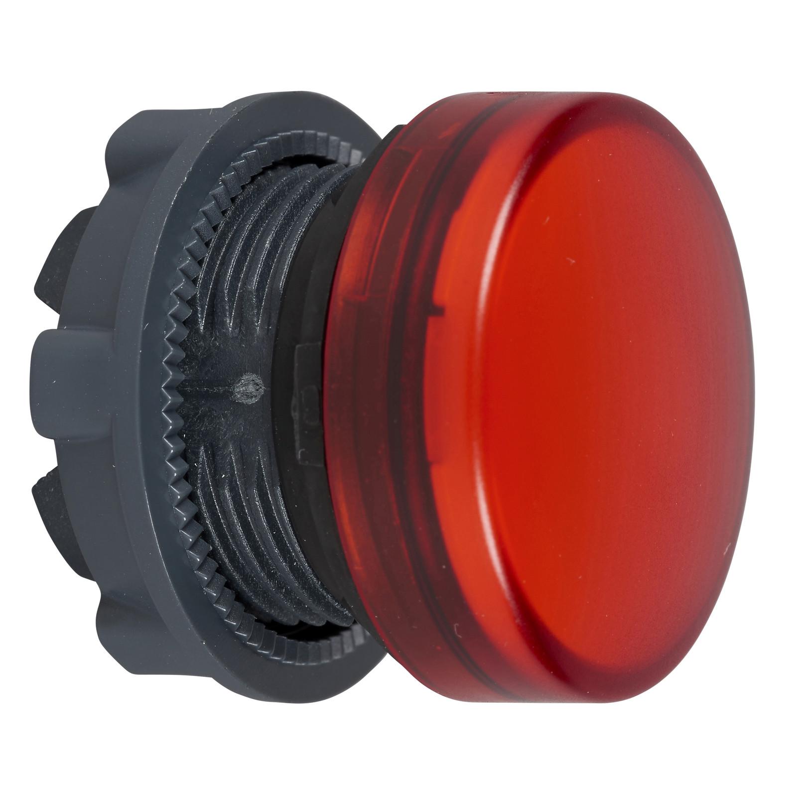 Head for pilot light, Harmony XB5, metal, red, 22mm, plain lens for BA9s bulb