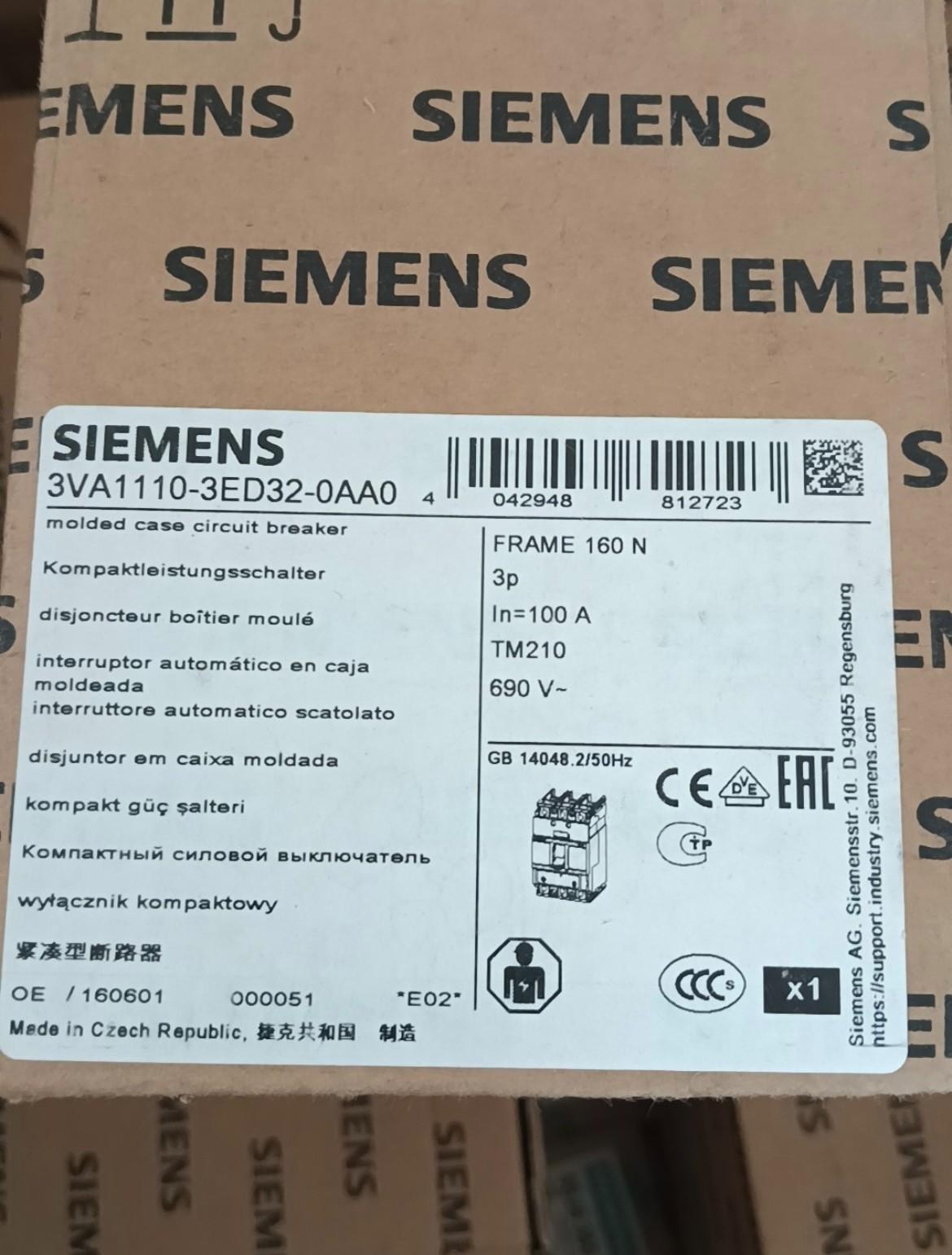 BRKR 3VA11 3P 100A 25KA FTFM NUT