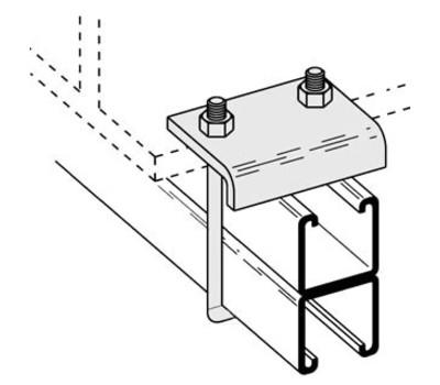 Eaton B-Line series beam clamps, 1850 lb, Used with 1 - 5/8" high channel, Beam clamp, 3/4" beam thickness, Electro-plated zinc