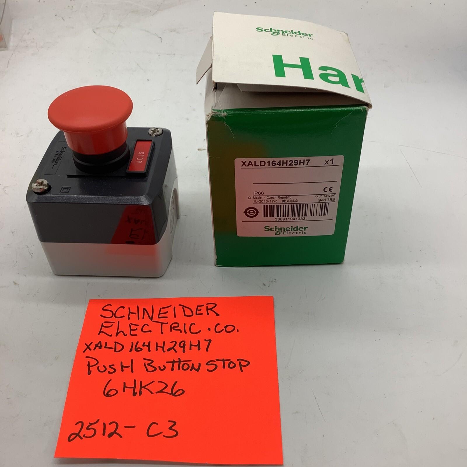 Complete control station, Harmony XALD, dark grey, 1 red mushroom head pushbutton, 40mm, spring return, 1NC, marked STOP