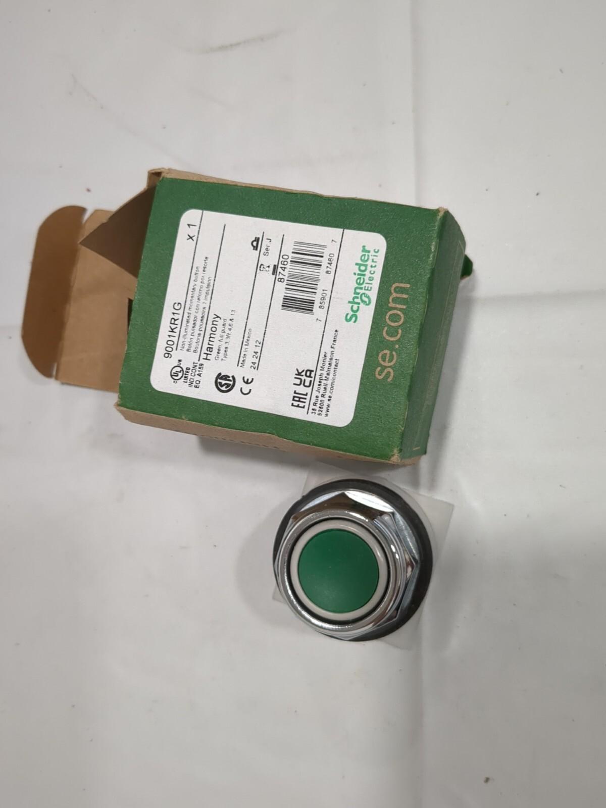 Head for spring return push button, Harmony 9001K, metal, flush, green, 30mm