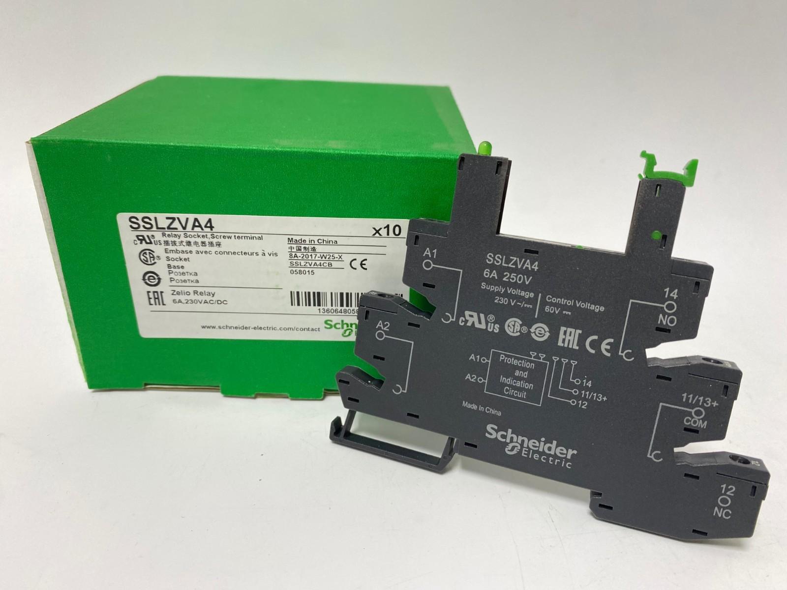 SSLZVA4 Zelio Relay Socket 6A 230V AC/DC DIN-Rail BOX 10ps