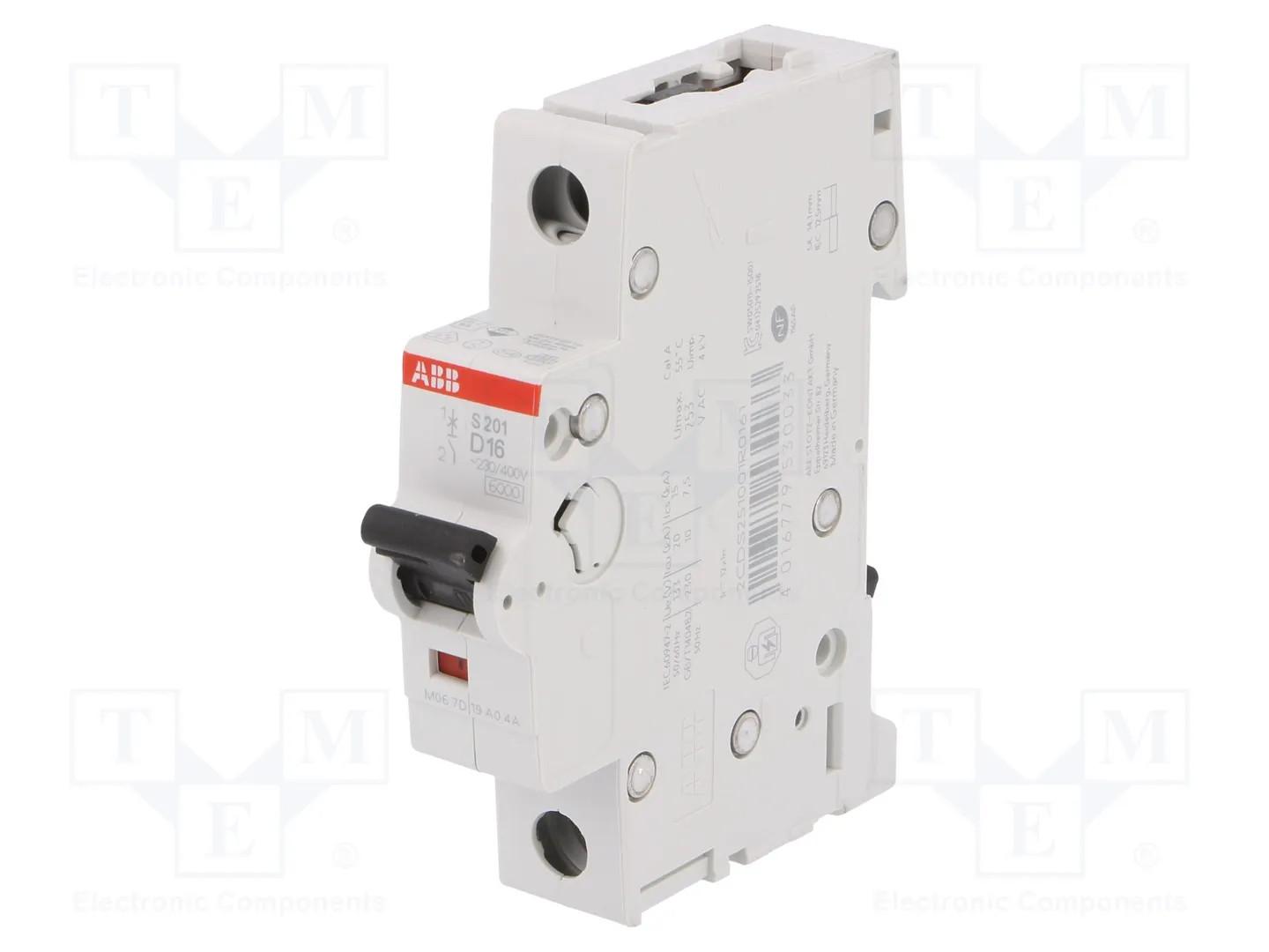 S201-D16 Miniature Circuit Breaker - 1P - D - 16 A