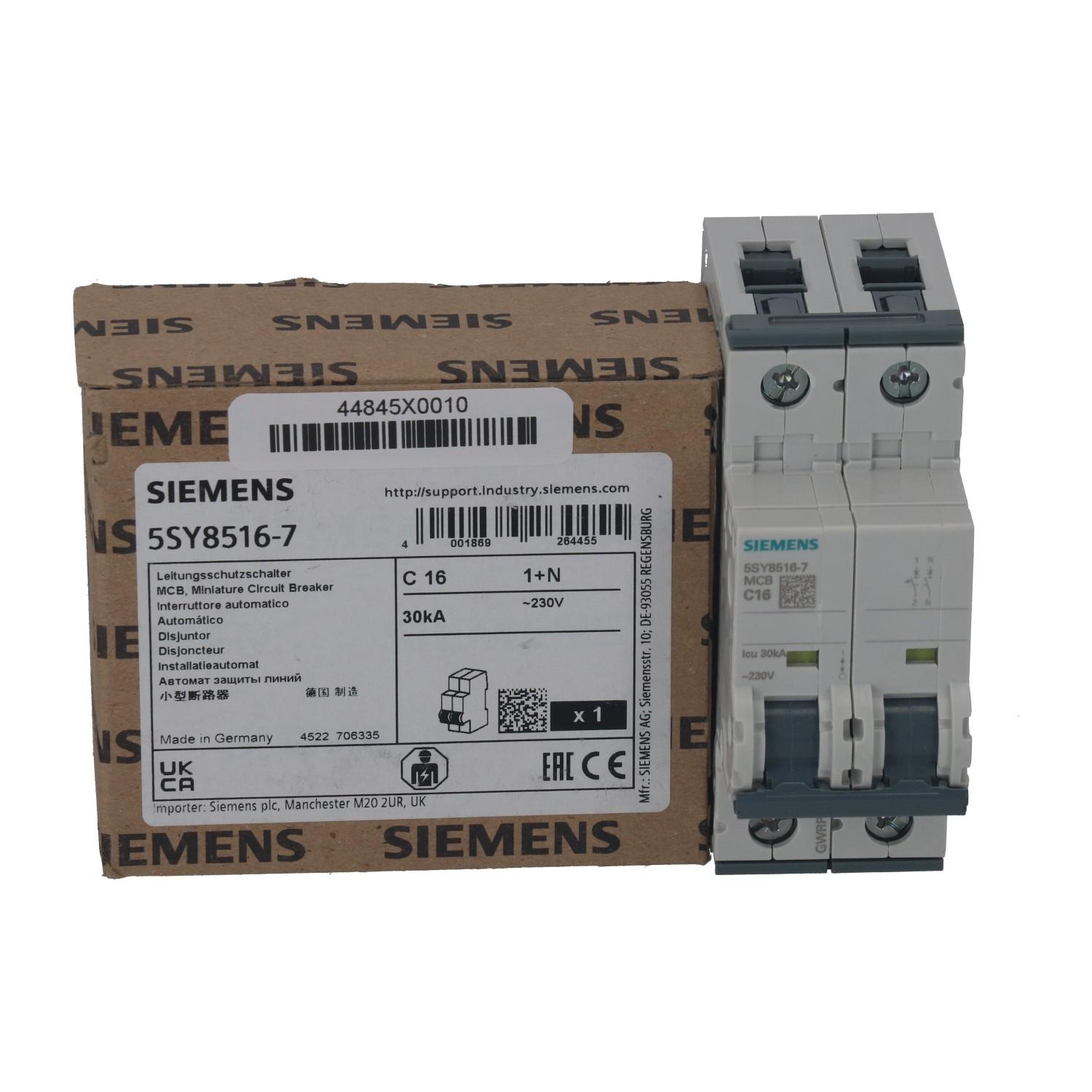 SUP PTOR 5SY8 1P+N 240V 16A 7.5K C-TRIP