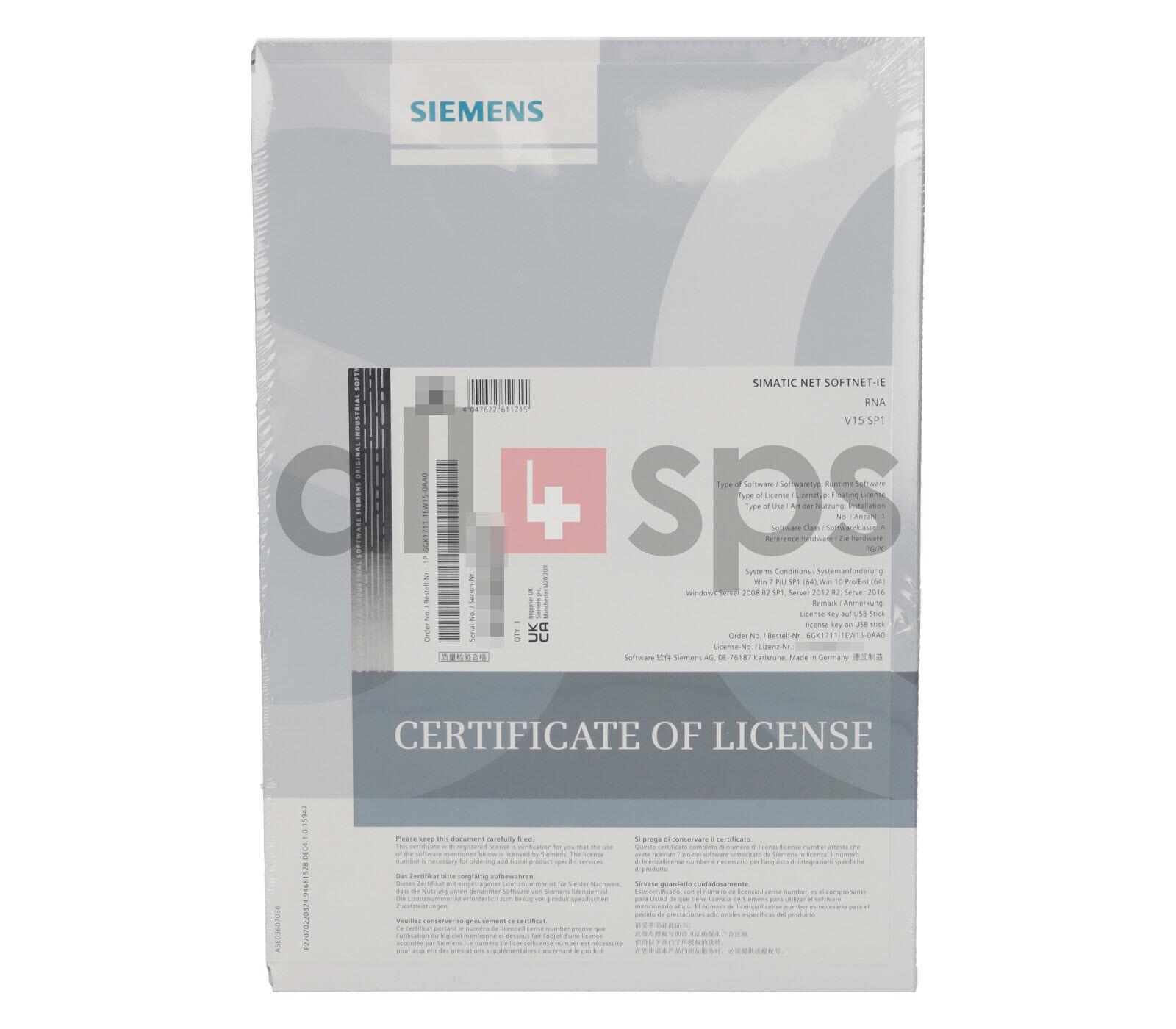 SIMATIC NET SOFTNET-IE V15 SP1 6GK1711-1EW15-0AA0 NS)