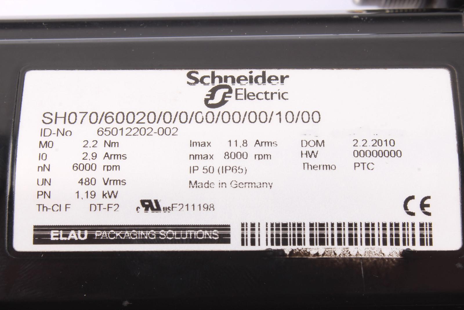 servo motor SH3 070 2,04Nm,nokey,multi,nobrake,90°conn.IP54/IP65,8k RPM