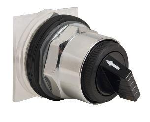 Selector switch head, Harmony 9001K, metal, standard handle, black, 30mm, 2 positions, Cam D, stay put