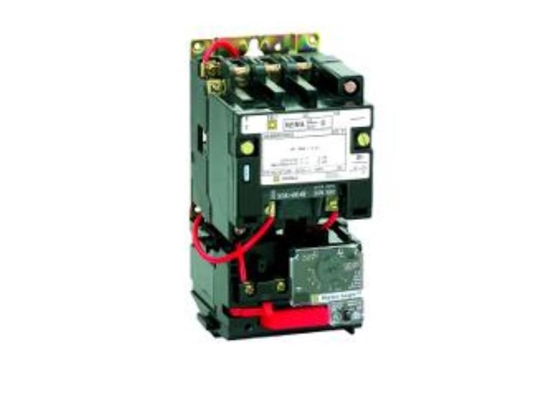NEMA motor starter, Type S, nonreversing, Size 1, 27A, 10HP at 460VAC, up to 100kA SCCR, 3 phase, 3 pole, Motor Logic, 120VAC coil, open