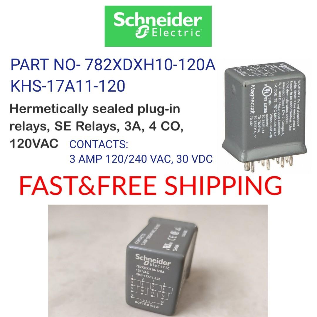 Hermetically sealed plug-in relays, SE Relays, 3A, 4 CO, 120VAC