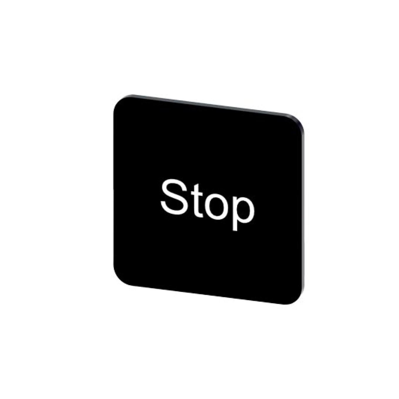 INSCR. LABEL, BLACK 22 X 22MM, STOP