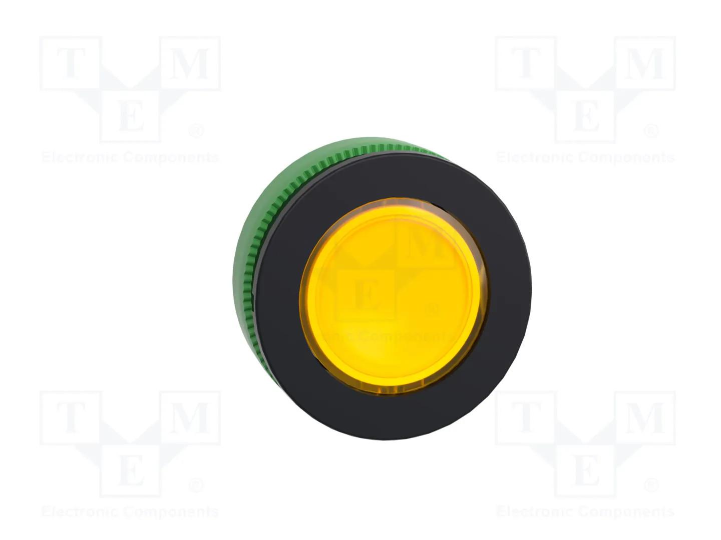 Head for pilot light, Harmony XB5, antimicrobial, plastic, yellow, 30mm, universal LED, plain lens