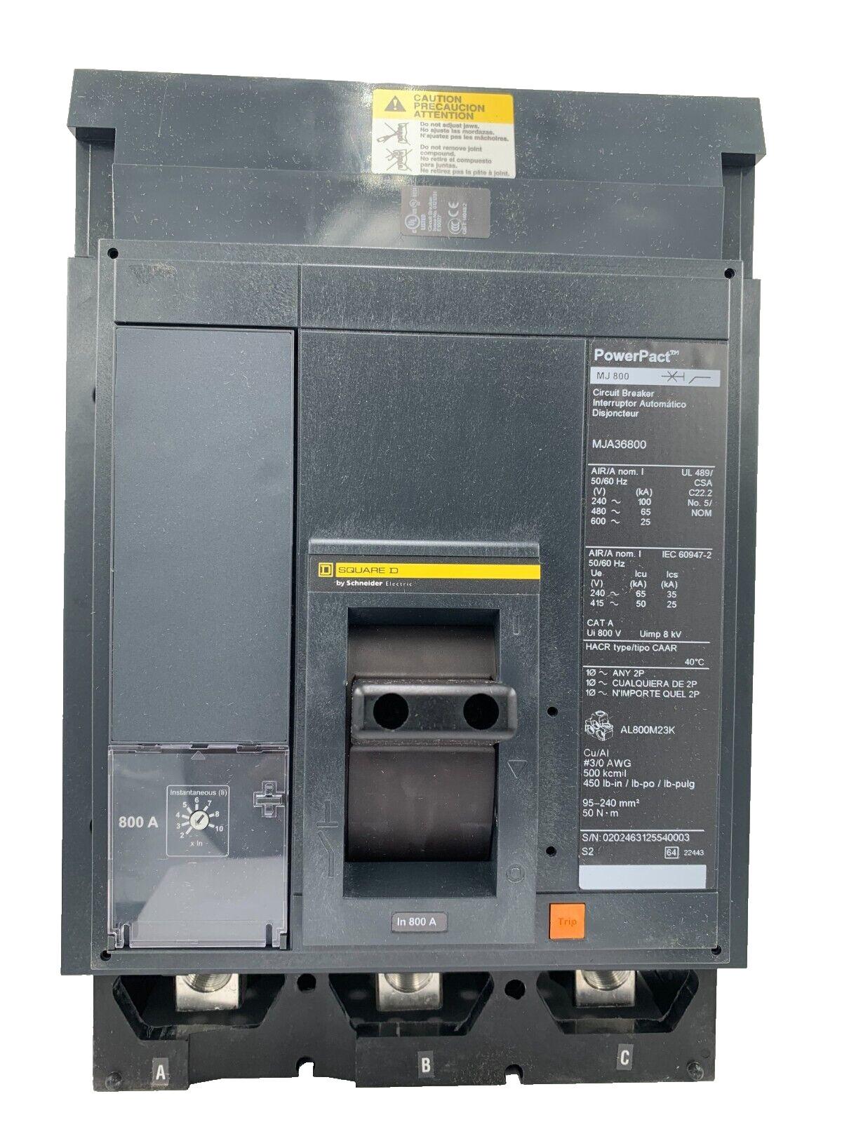 Circuit breaker, PowerPacT M, 800A, 3 pole, 600VAC, 25kA, I-Line, ET 1.0, 80%, ABC
