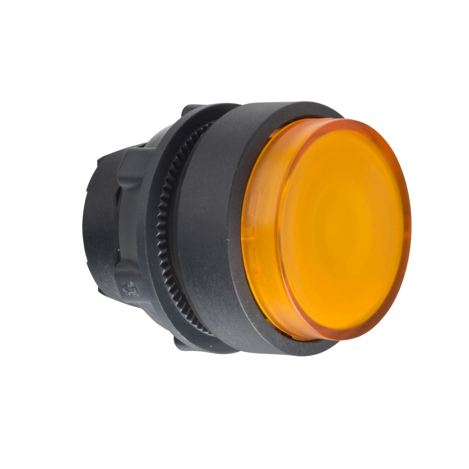 Head for illuminated push button, Harmony XB5, XB4, orange projecting pushbutton Ø22 mm spring return BA9s bulb