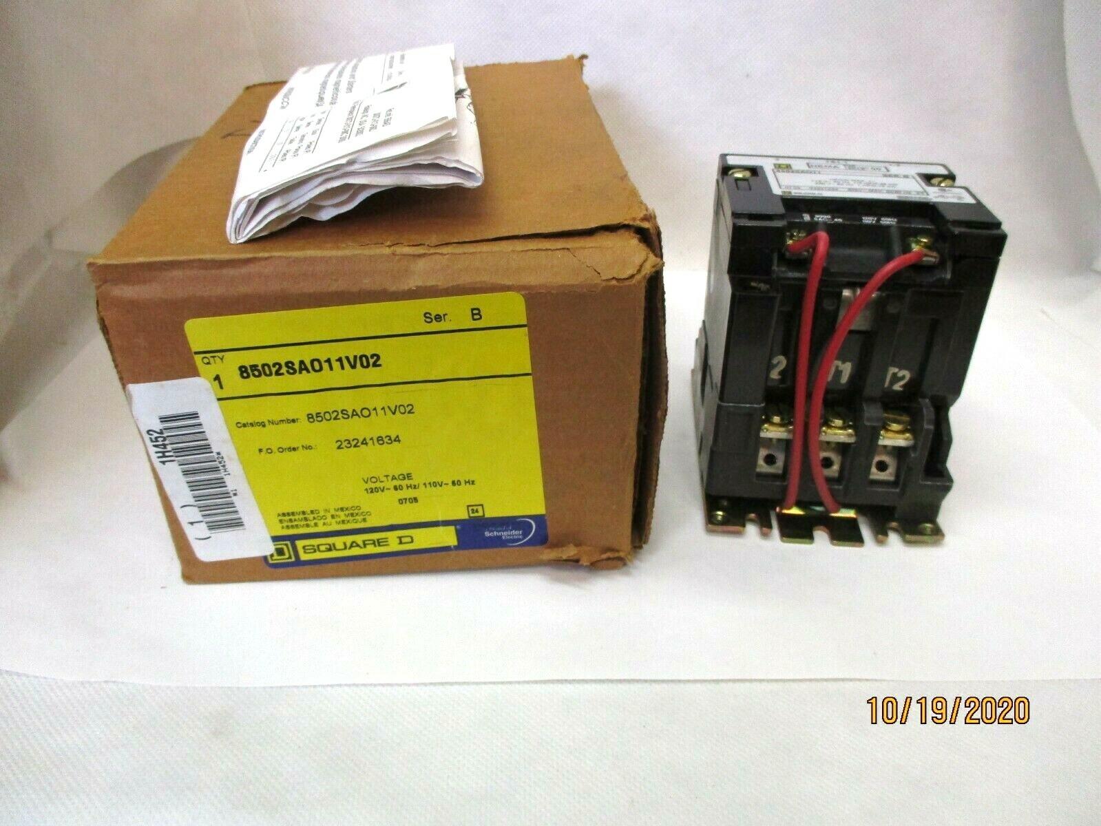 NEMA Contactor, Type S, nonreversing, Size 00, 9A, 1 HP at 230 VAC, 1 phase, up to 100 kA, 2 pole, 120 VAC coil, open