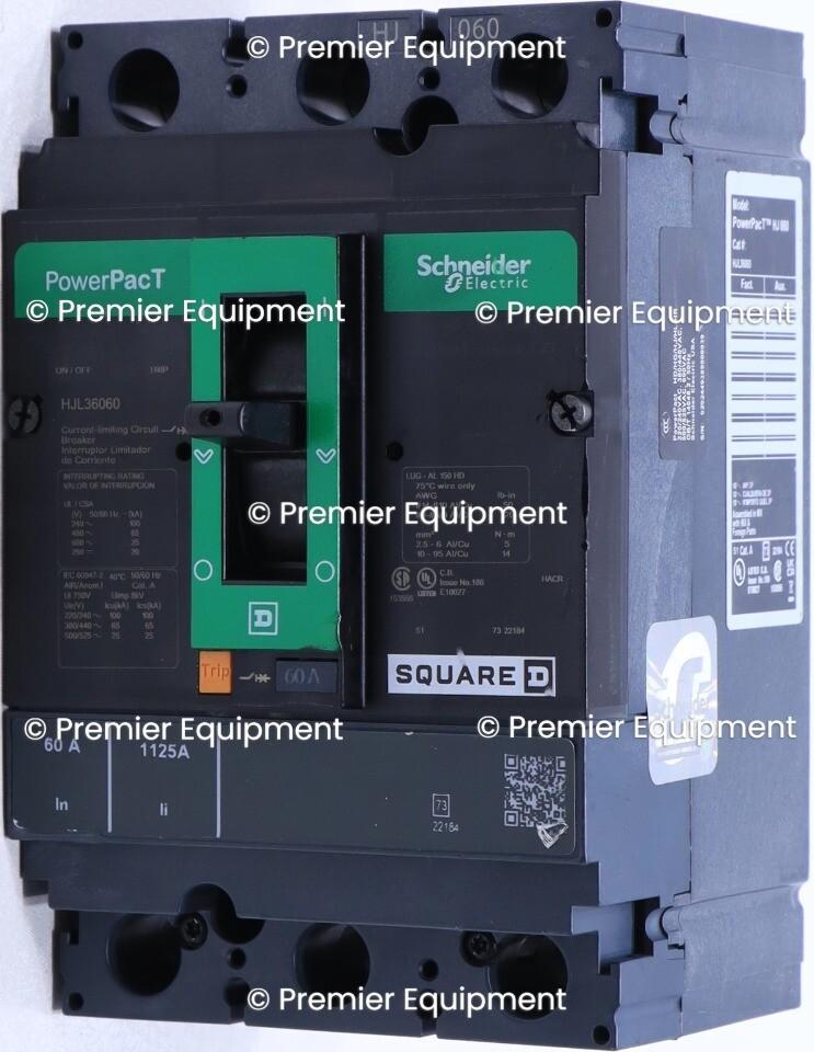 Circuit breaker, PowerPacT H, 60A, 3 pole, 600VAC, 25kA, lugs, thermal magnetic, 80%
