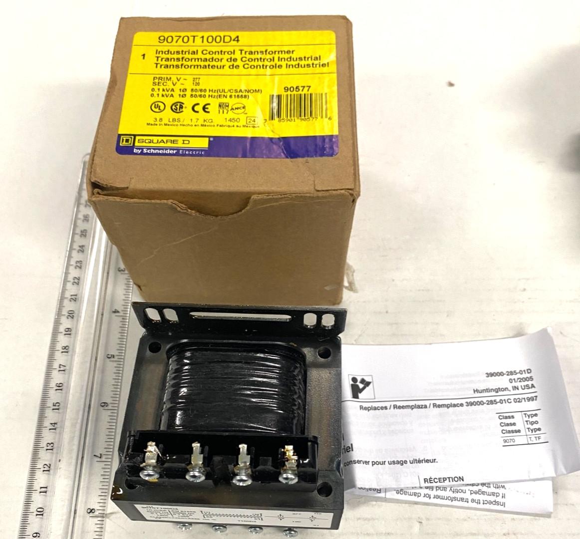 Transformer, Type T, industrial control, 100VA, 1 phase, 277V primary, 120V secondary, 55C rise