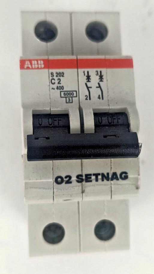 S202-C2 Miniature Circuit Breaker - 2P - C - 2 A