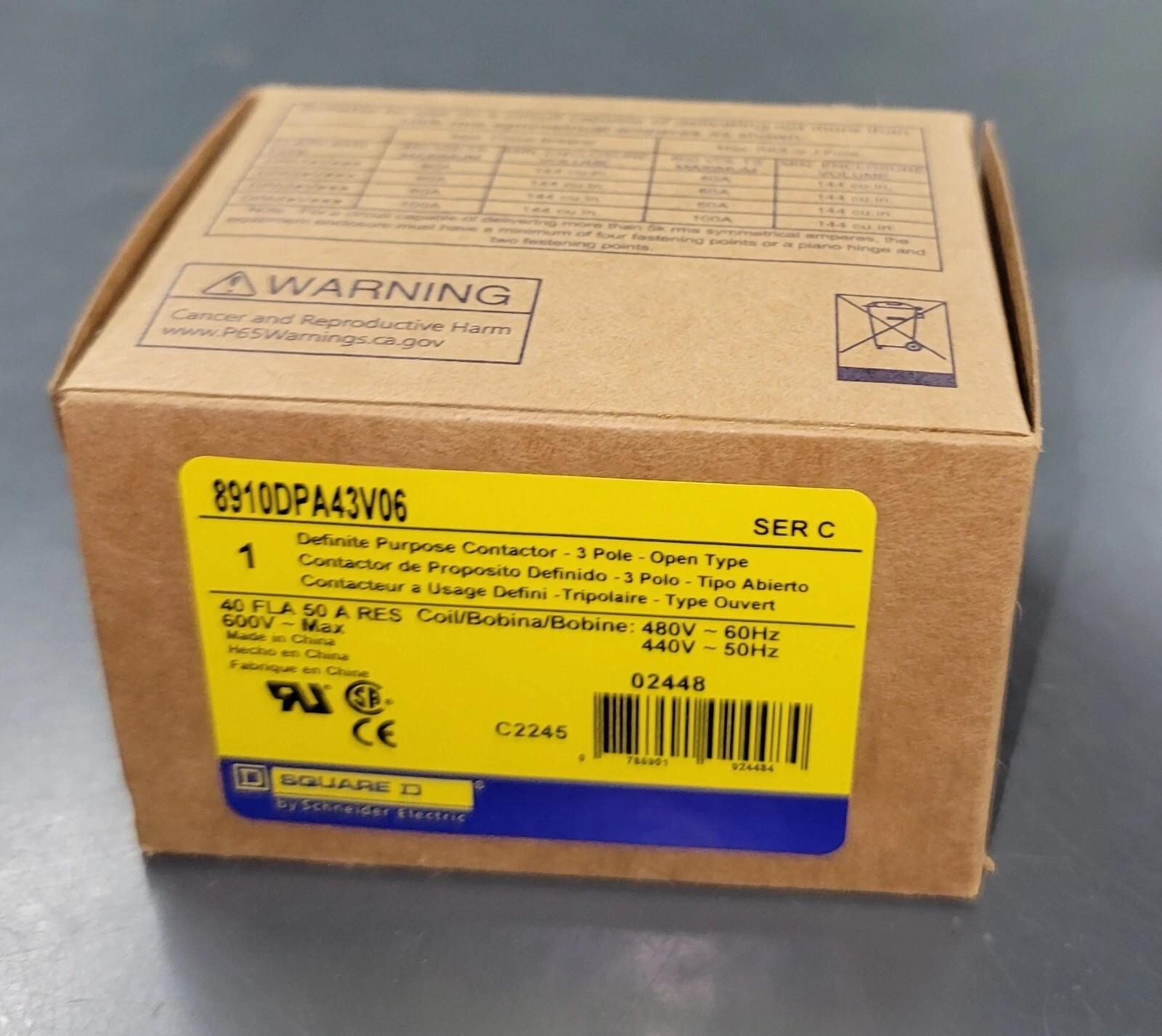 Contactor, Definite Purpose, 40A, 3 pole, 25HP at 575VAC, 3 phase, 440/480VAC 50/60Hz coil, open
