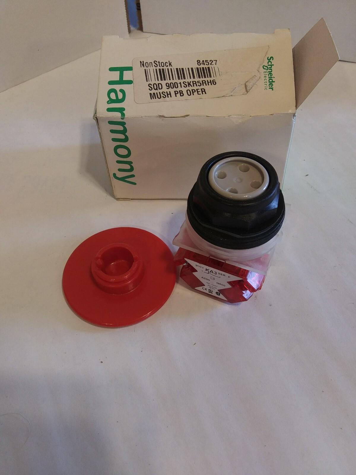 Push-button, Harmony 9001SK, plastic, snap-in plastic mushroom 57mm, red, 30mm, spring return, 1 NC