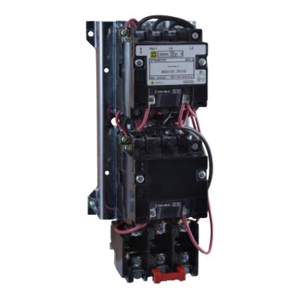 NEMA starter, Type S, reversing, vertical, Size 1, 27A, 10HP at 575VAC, 5kA SSCR, 3 phase, 3 pole, melting alloy overload, 120VAC coil, open
