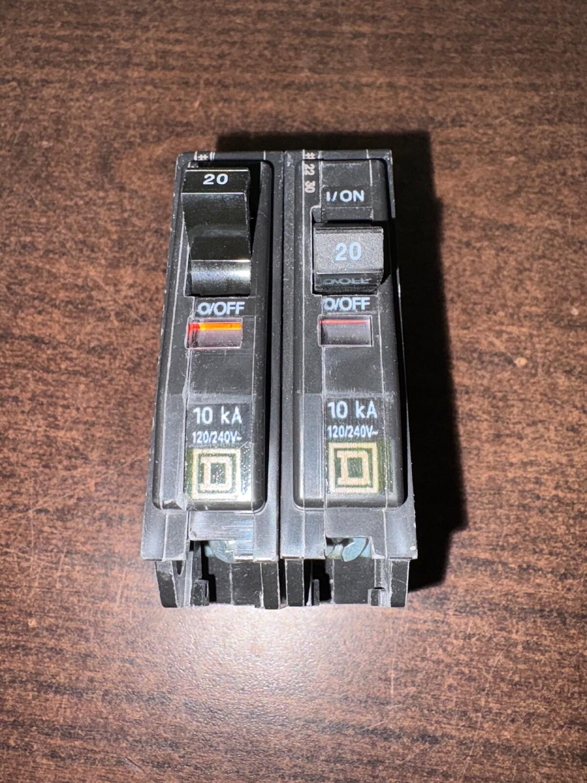 Mini circuit breaker, QO, 20A, 1 pole, 120/240VAC, 10kA, plug in mount