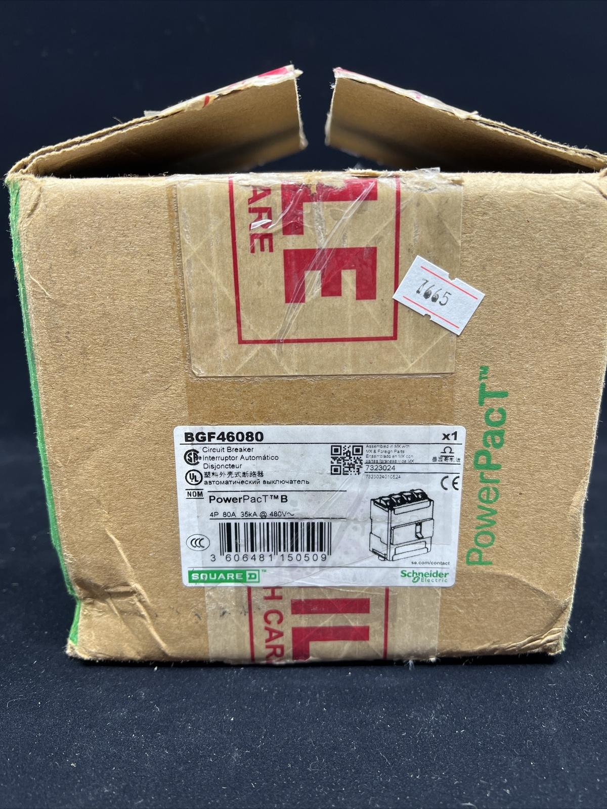Circuit breaker, PowerPacT B, 80A, 4 pole, 600Y/347VAC, 18kA, terminal nut, thermal magnetic, 80%