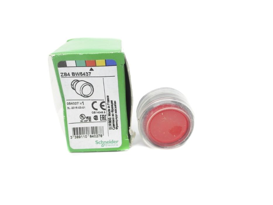 Head for illuminated push button, Harmony XB4, red flush pushbutton Ø22 mm spring return integral LED