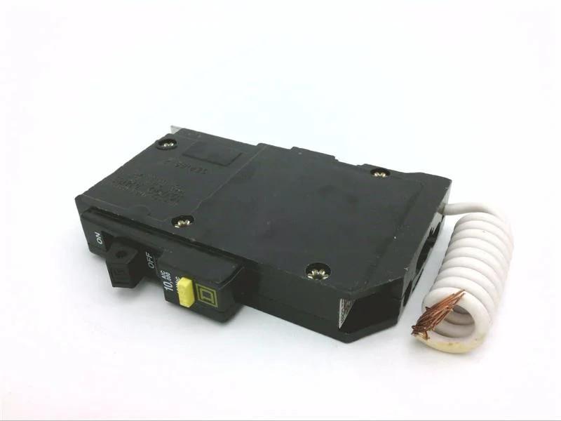 Mini circuit breaker, QO, 15A, 1 pole, 120VAC, 10kA, 6mA grd fault A, pigtail, bolt on mount