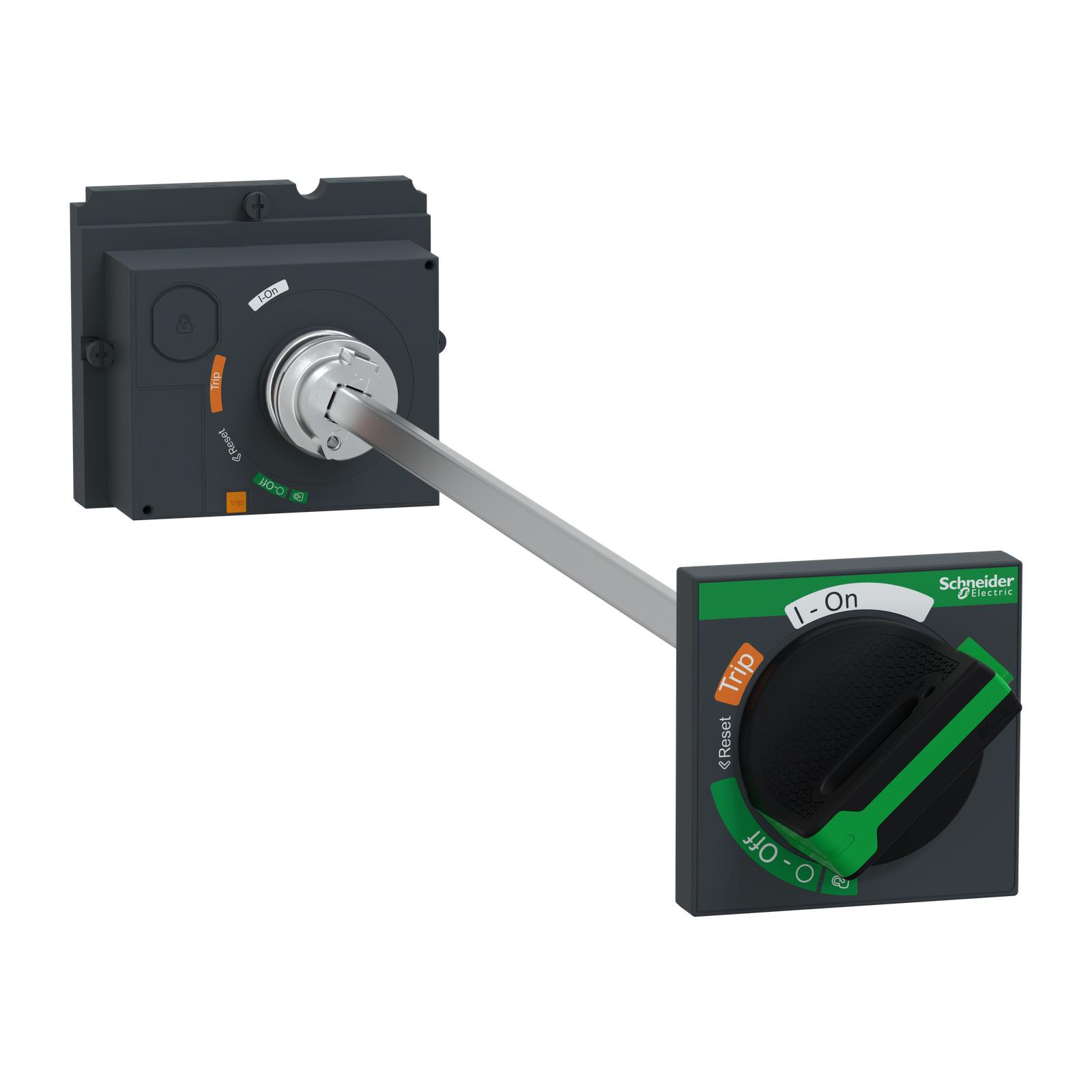 Extended rotary handle, ComPact NSX 100/160/250 withdrawable, black handle, telescopic shaft length 248mm to 600mm, IP55