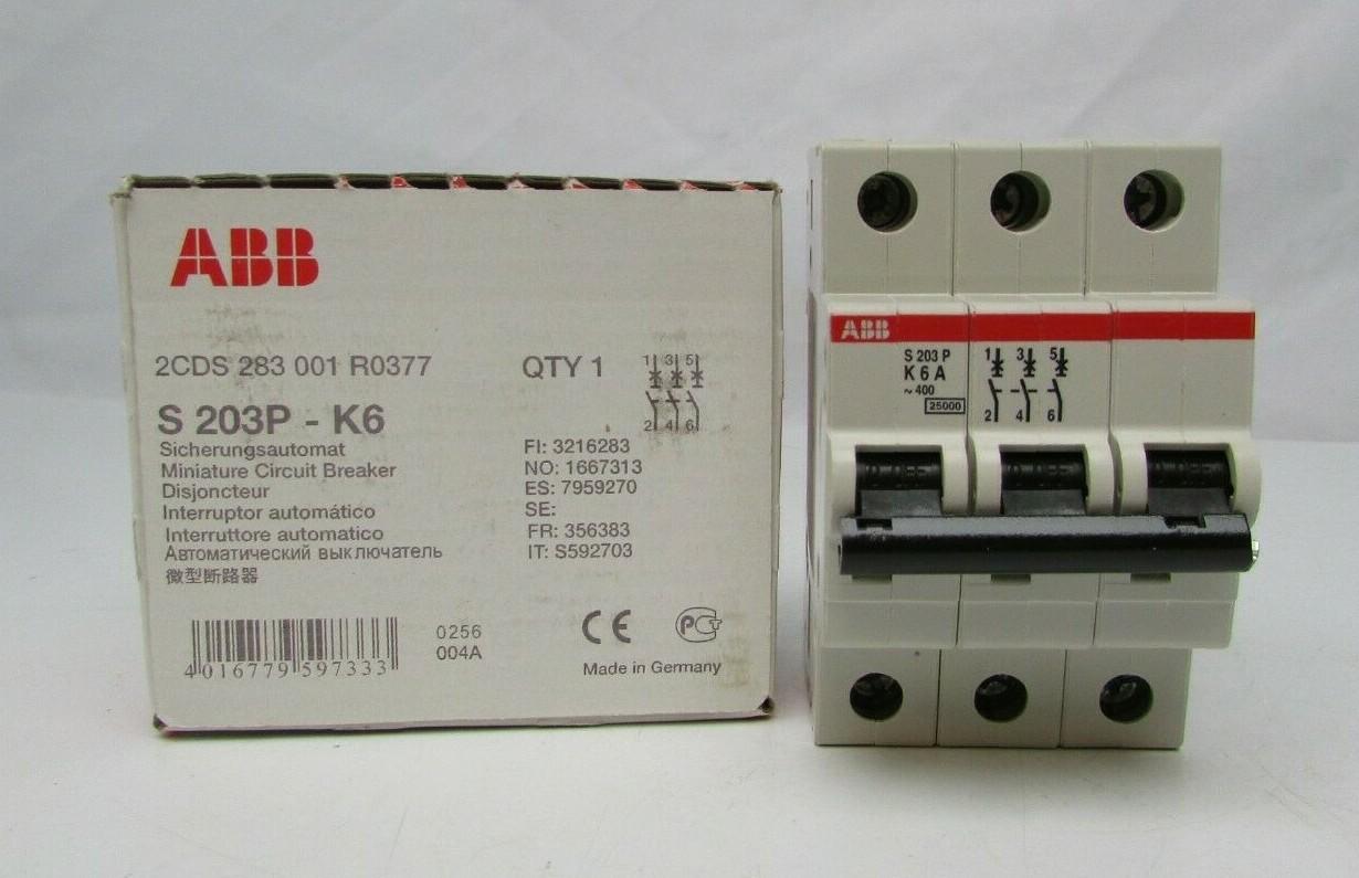 S203P-K6 Miniature Circuit Breaker - 3P - K - 6 A