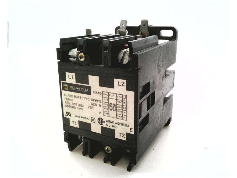 Contactor, Definite Purpose, 60A, 2 pole, 10HP at 230VAC, 1 phase, 110/120VAC 50/60Hz coil, open