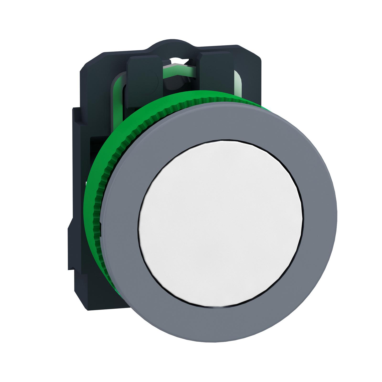 flush mounted pushbutton - white - 1NO - spring return cp grey