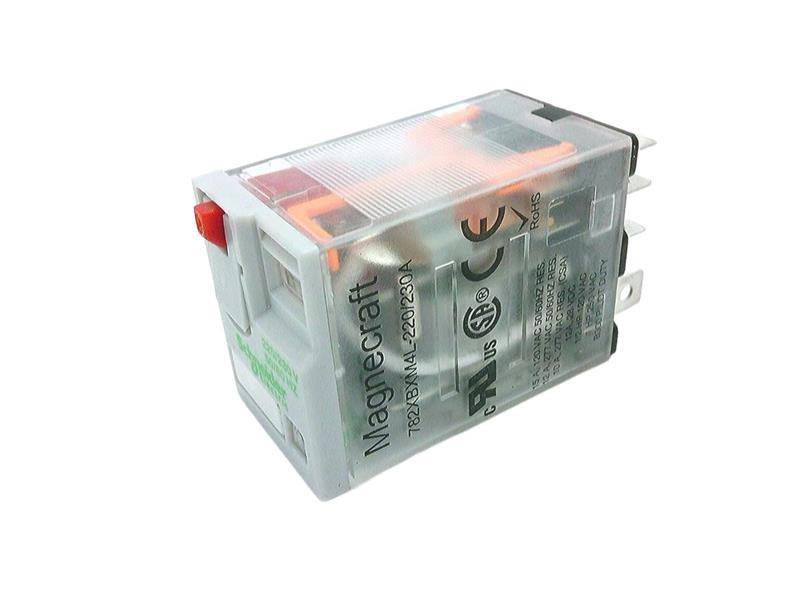 Power relay, SE Relays, 15A, DPDT, 240 VAC, cover with locking push button and LED