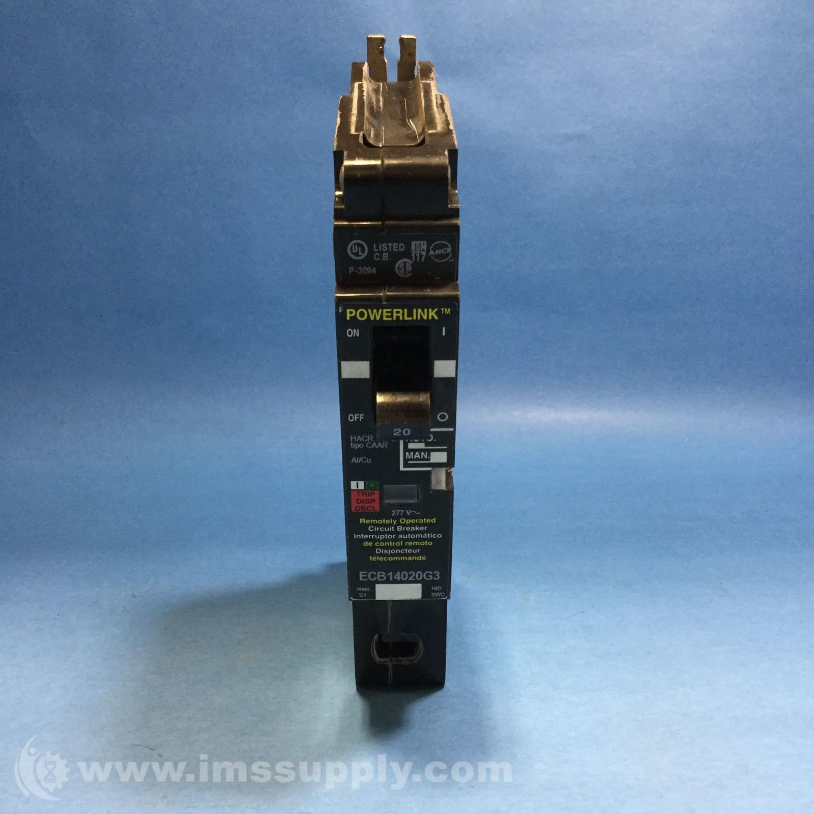 Circuit Breaker, PowerLink™, 20A, 1 pole, 277VAC, 14kA, remotely operated, bolt on mount