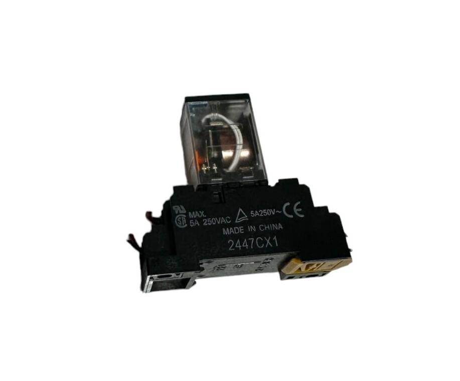 Power relay, SE Relays, 4PDT, 3A, 24 VDC, cover with locking push button and LED