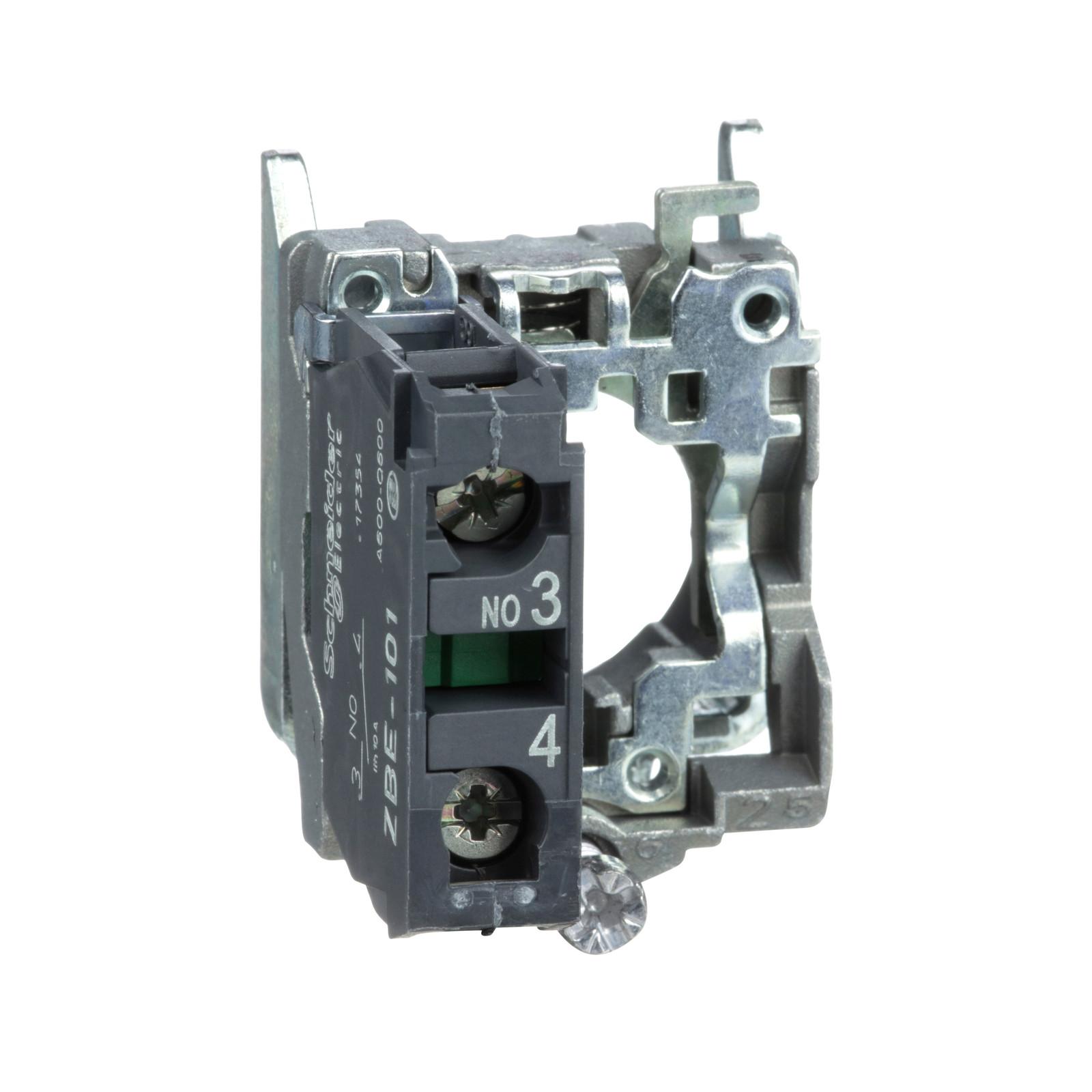 Complete body/contact assembly, Harmony XB4, single contact, with body/fixing collar, 1NO, set of 100