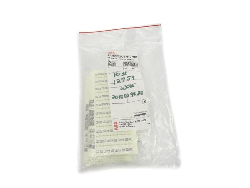 RC410 Terminal Block Markers pre-printed 61->70 (x10) Vertical