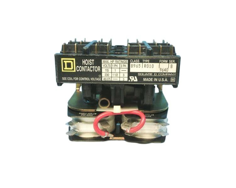 Contactor, 8965RO, hoist, reversing, 3HP at 480VAC, 3 phase, 24VAC coil, quick connect terminals. open style