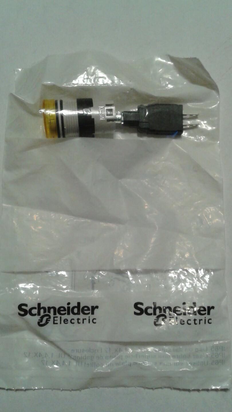 Complete pilot light, Harmony XB6, round yellow, plastic, 16mm, integral LED 48...120V