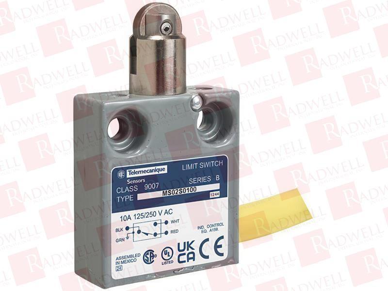 Limit switch, 9007MS, miniature, parallel roller plunger, 10A at 240VAC, 1NO/1NC, 6 feet of cable, side, NEMA 4, 6P, 13