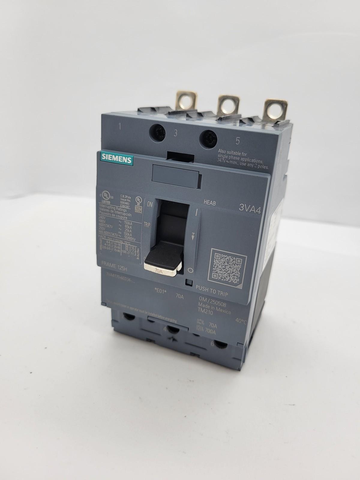 BRKR 3VA41 3P 70A 65KA FTFM LD LUG