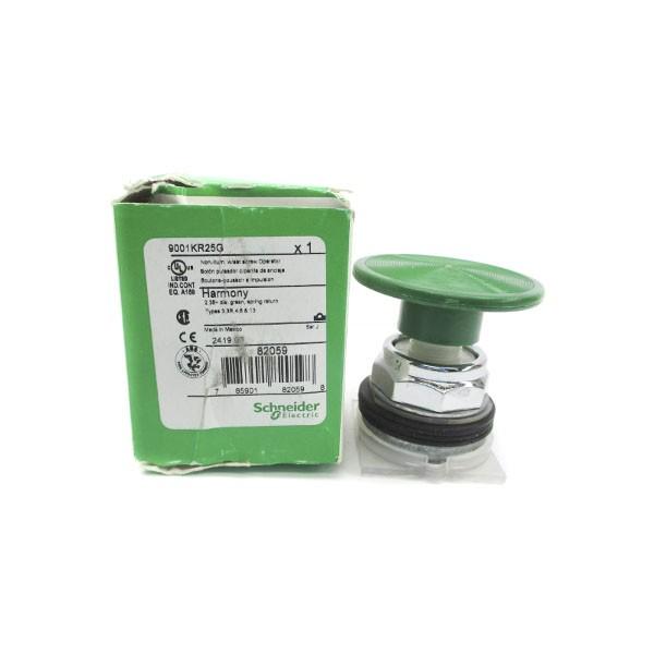 Head for spring return push button, Harmony 9001K, metal, mushroom 57mm, green, 30mm
