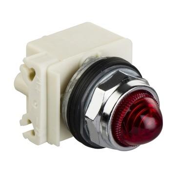 Pilot light, Harmony 9001K, metal, polycarbonate, domed, red, 30mm, 12-14V