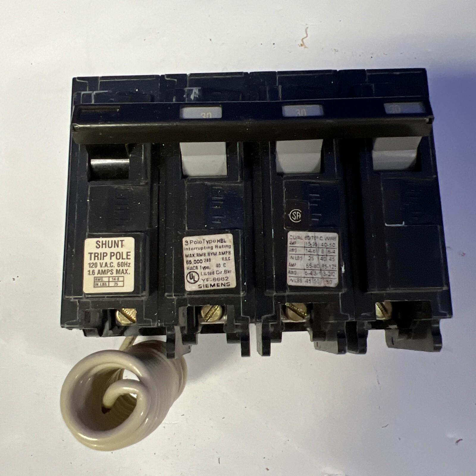 BREAKER 30A 3P 240V 65K HBL 120V SHUNT