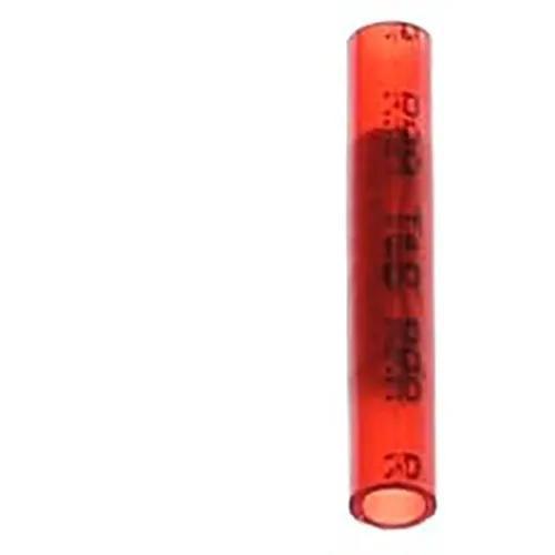 Nylon-Insulated Butt Splice, Length 1.19 Inches, Width .18 Inches, Maximum Insulation Diameter .115, Wire Range #22-#18 AWG, Color Red, Copper, Tin Plated
