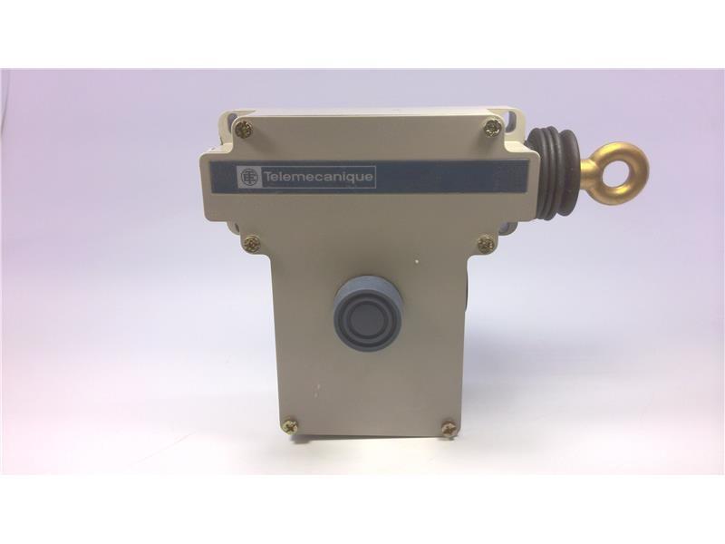 Latching emergency stop rope pull switch, Telemecanique rope pull switches XY2C, simple reset by flush push button