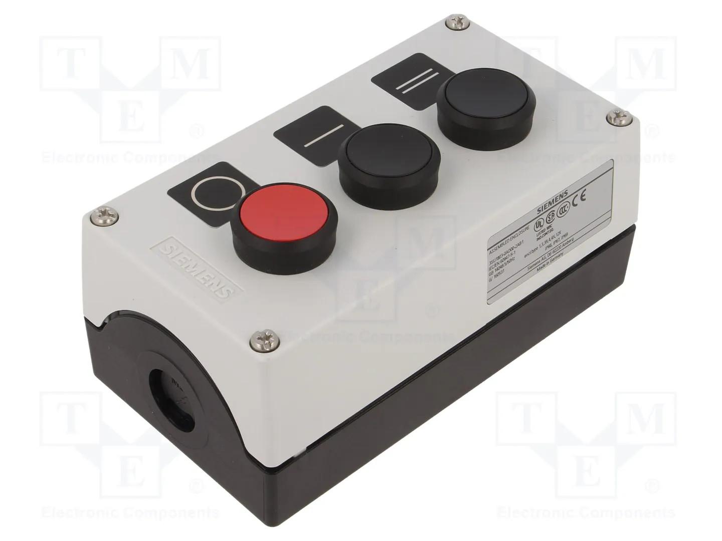 ENC PLASTIC, 3-PUSHBUTTONS, BLK, BLK, RED
