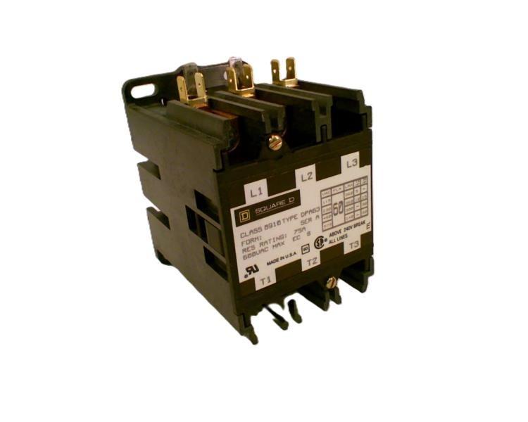 Contactor, Definite Purpose, 60A, 3 pole, 30HP at 575VAC, 3 phase, 208/240VAC 60Hz 220VAC 50Hz coil, open