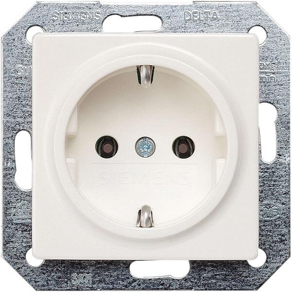 DELTA i-system Titanium White SCHUKO Socket Outlet 10/16 A 250 V With screwless Connection terminals cover plate 55 x 55 mm