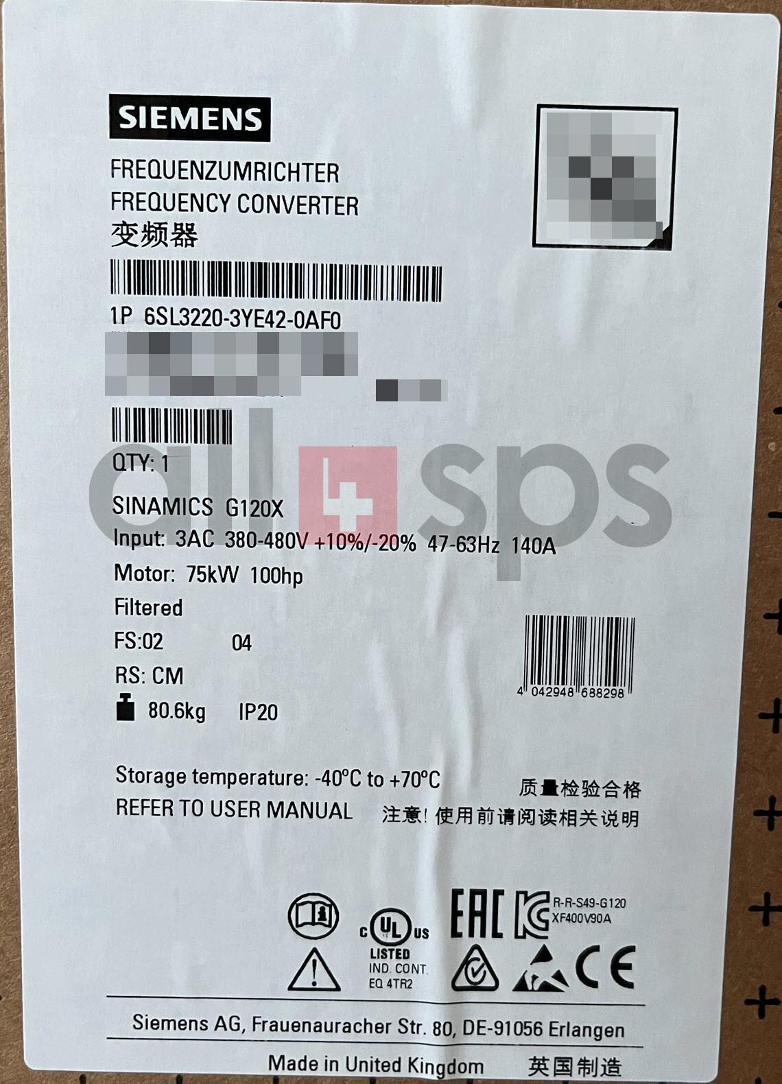 G120X IP20 380...480V 75kW FSF C2